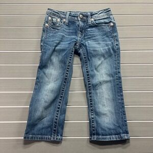 Miss Me Girls Jeans Capri Embellished Rhinestone Blue Size 10‎ JK6073P